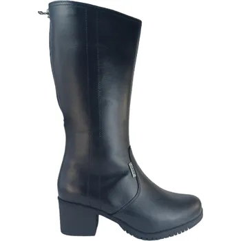 Dámské kozačky T 601B-100 kožené kozačky s regulací v lýtku; barva černá 41