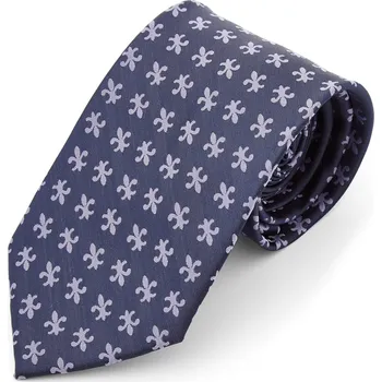 Kravata Široká Fleur-De-Lis polyesterová kravata v námořnické modré - Tailor Toki