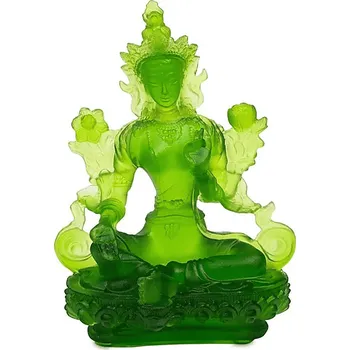 Milujeme Kameny Zelená Tara - žensky Buddha - skleněná soška Feng shui 450417