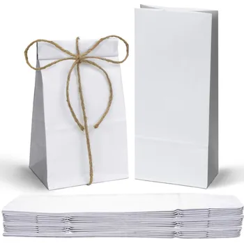 Nákupní taška SADA 25 ks BÍLÁ Taška Hranatá 10x7x26 cm EKO Papírová taška