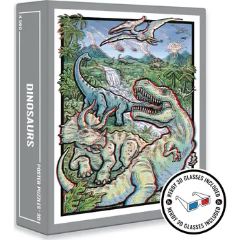 Puzzle Cloudberries puzzle Dinosaurs 3D s brýlemi, 500 dílků