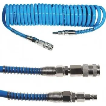 Auto-moto Hadice tlaková, spirálová, 8 mm x 12 mm x 9 m, 15 bar, s rychlospojkami, koncovky 1/4"