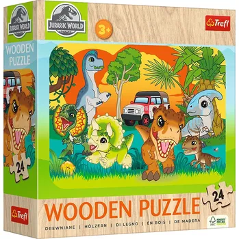 Puzzle TREFL Dřevěné Jurský svět Seznam se s dinosaury 24 dílků