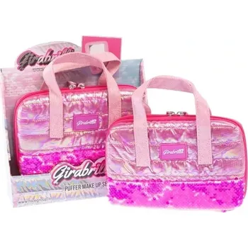 Kosmetická taška kosmetická taštička GIRABRILLA s vybavením a zrcátkem, tmavě růžová