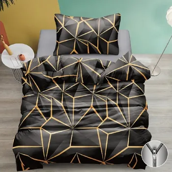 Povlečení Bavlněné povlečení PENELOPE GOLD černé Rozměr povlečení: 70 x 90 cm | 140 x 200 cm, 140x200 / 70x90 cm