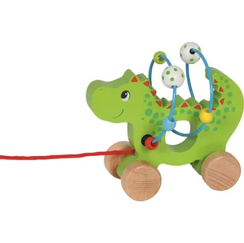 Dřevěná hračka Goki dřevěný tahací dráček s korálky