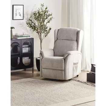 Křeslo Polohovací křeslo světle šedé látkové čalouněné masážní elektrické polohovací moderní obývací pokoj Beliani