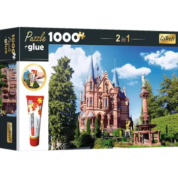 Puzzle Trefl sada 2v1 puzzle Zámek Drachenburg, Německo 1000 dílků s lepidlem