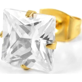 Náušnice Sentio | 8mm náušnice pecka se zirkonem z&nbsp;chirurgické oceli zlaté barvy - Lucleon