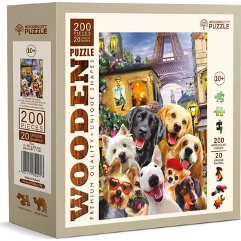 Puzzle Dřevěné puzzle štěňata v Paříži 200 dílků WOODEN CITY