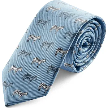 Zoikos | 6cm světle modrá kravata se zebrami - Trendhim