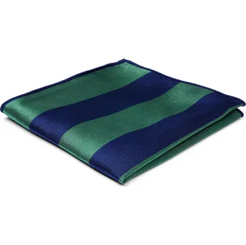 Kravata Zelený hedvábný kapesníček do saka s navy proužky - Trendhim