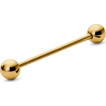 Piercing 38mm piercing industriál s kuličkami z chirurgické oceli zlaté barvy - Seizmont