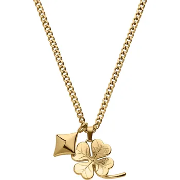 Náhrdelník Ace | Náhrdelník s dvojitým přívěskem čtyřlístek a kule ve zlaté barvě - Seizmont