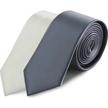 Kravata Balení 2 ks | Světle šedá a grafitová kravata - Trendhim