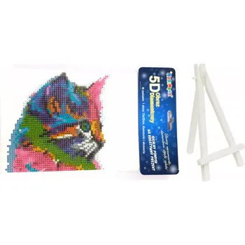 Diamantové malování Norimpex Diamantové malování Barevné kotě 15 x 20 cm se stojánkem