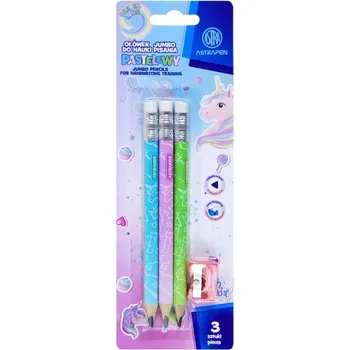Kancelářské potřeby Astra trojhranná tužka HB Unicorn 3ks s ořezávátkem 158537