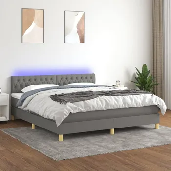 Postel vidaXL Box spring postel s matrací a LED 180x200 cm textil [3133979] Barva: Tmavě šedá