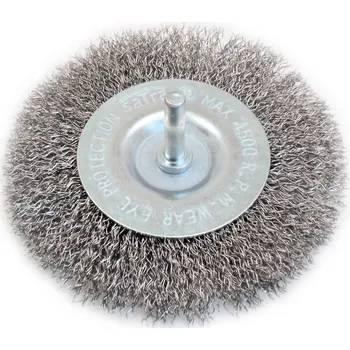 Kartáč okružní, vlnitý, ocelový 100x6 mm, stopka - SATRA