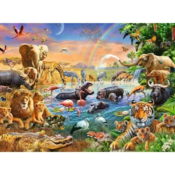 Puzzle Ravensburger Zvířata u napajedla XXL 100 dílků