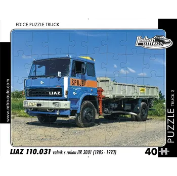 Puzzle RETRO-AUTA TRUCK č.2 Liaz 110.031 valník s rukou HR 3001 1985-1993 40 dílků