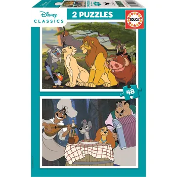 Puzzle Educa Puzzle Disney Zvířata 2x48 dílků