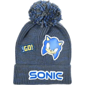 Modro-šedá chlapecká čepice s bambulí Sonic the Hedgehog Velikost: 52