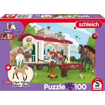 Puzzle Puzzle SCHMIDT Schleich táborák u karavanu 100 dílků + figurka