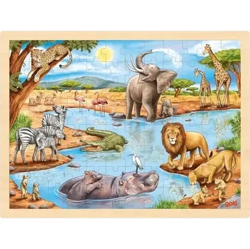 Puzzle GOKI Dřevěné Africká savana 96 dílků