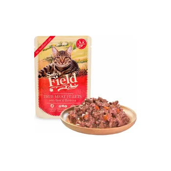 Krmivo pro kočku Kapsička Sam's Field True Meat Fillets with Beef & Beetroot pro kastrované kočky 85 g