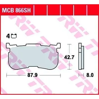 Brzdová destička TRW MCB866SH sintrované brzdové destičky na motorku