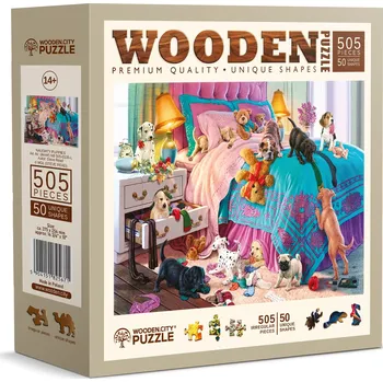 Puzzle Dřevěné puzzle WOODEN CITY Nezbedná štěňata 505 dílků
