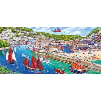 Puzzle panoramatické puzzle Přístav Looe od Gibsons, 636 dílků