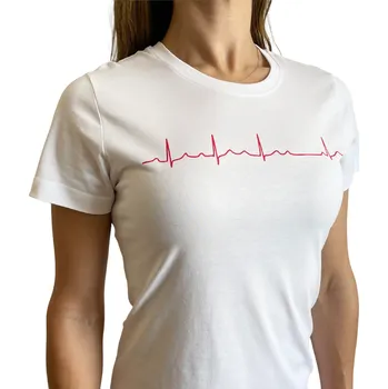 Dámské tričko INFINITE MedStyle EKG tričko dámské bílé - AV blok Velikost: S