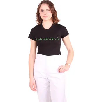 Dámské tričko INFINITE MedStyle EKG tričko dámské černé - flutter síní Velikost: XL