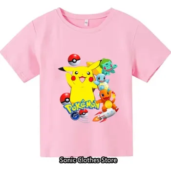 Pokémon Dětské pohodlné tričko "Pokémon" - 6 barevných variant Barva: Růžová, Velikost: 11-12 let/150