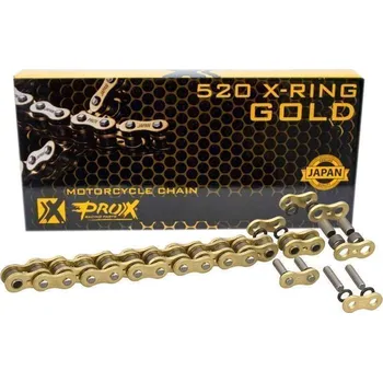 Řetězová sada pro motocykl PROX řetěz hnací X-RING GOLD 520/120 článků barva zlatá (spojka v sadě) (37,8KN)