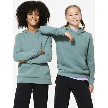 Dámská mikina DOMYOS Dětská bavlněná mikina s kapucí 12 LET ZELENÁ