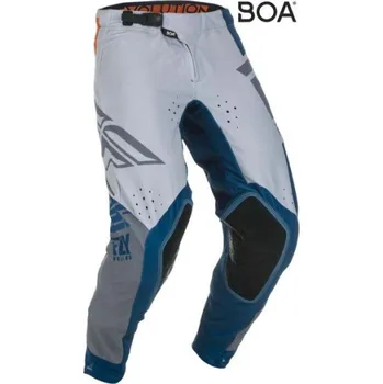 Moto oblečení FLY RACING EVO 2019 kalhoty na motokros, barva modrá šedá oranžová, velikost 38