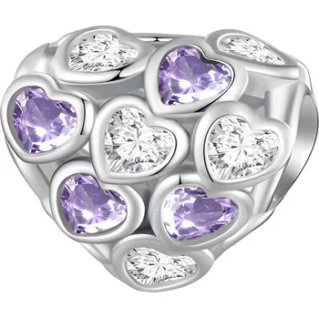 Přívěsek 4U Stříbrný přívěsek korálek fialové srdce