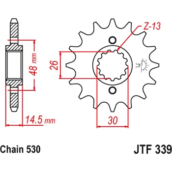 Řetězová sada pro motocykl HSM JT JTF339.17RB Přední kolečko (pastorek), 17 zubů, 530