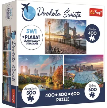 Puzzle TREFL Kolem světa: Londýn New York a Sydney 400 + 500 + 600 dílků