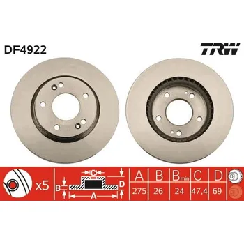 Brzdový kotouč Brzdový kotouč TRW DF4922