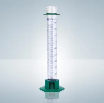 Odměrný válec Hirschmann Laborgeräte Odměrný válec třídy B, s plastovou základnou, modrý potisk Objem: 250 ml