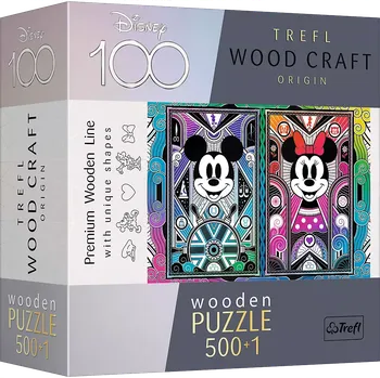 Puzzle TREFL Wood Craft Origin Mickey Mouse a Minnie 501 dílků