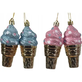 Vánoční dekorace Plastové ozdoby vánoční baňky zmrzliny zlaté s třpytkami na vánoční stromeček