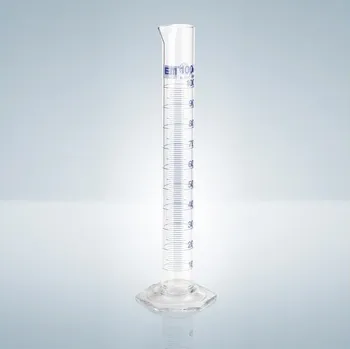Odměrný válec Hirschmann Laborgeräte Odměrný válec třídy A, modrý potisk Objem: 100 ml