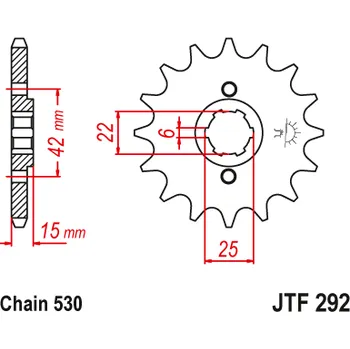 Řetězová sada pro motocykl JT JTF292.16 Přední kolečko (pastorek), 16 zubů, 530 HONDA NS 400R 85-88, VFR 400R 86