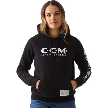 Pánská mikina Dámská mikina CCM 125 Years Pullover Hoodie SR, Senior, M, černá CCM