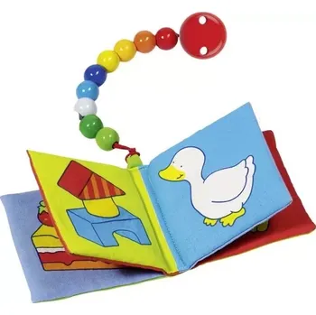 Hračka pro nejmenší Heimess s klipem textilní knížečka se šňůrou